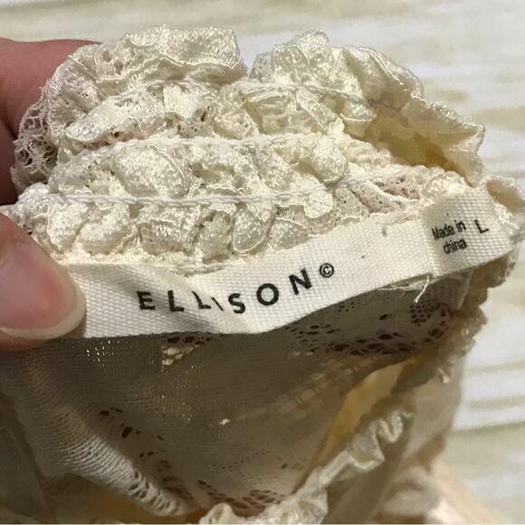 EllisonCream Beige Lace Mock Neck Sleeveless Spring Summer Dress Size Large - Picture 4 of 5